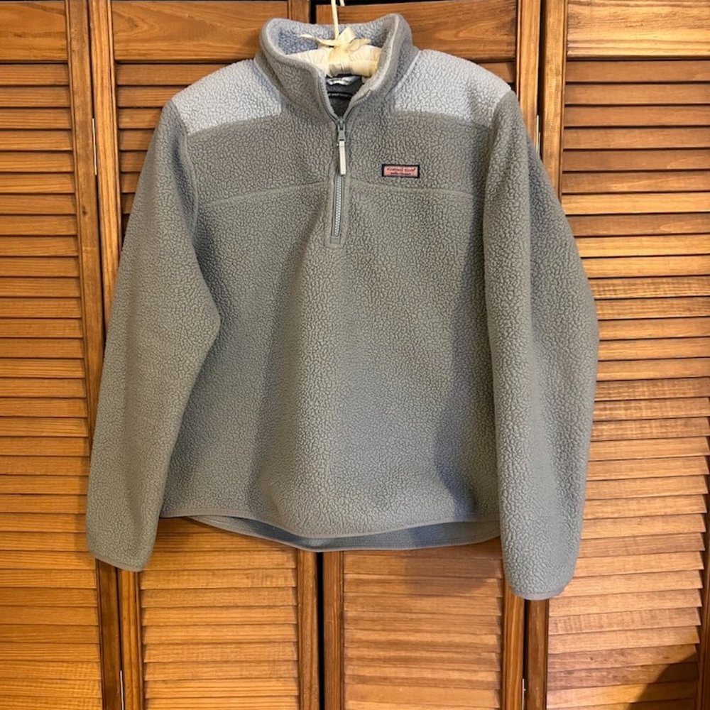 vineyard vines colorblock sherpa Shep Shirt, grey/light grey, size XL